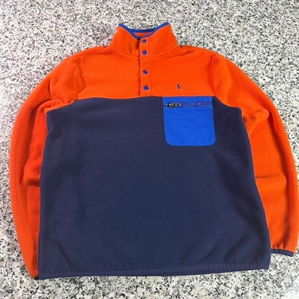 Polo Ralph Lauren Fleece‎ Snap Button Multi Color Sweatshirt Youth Large (14)